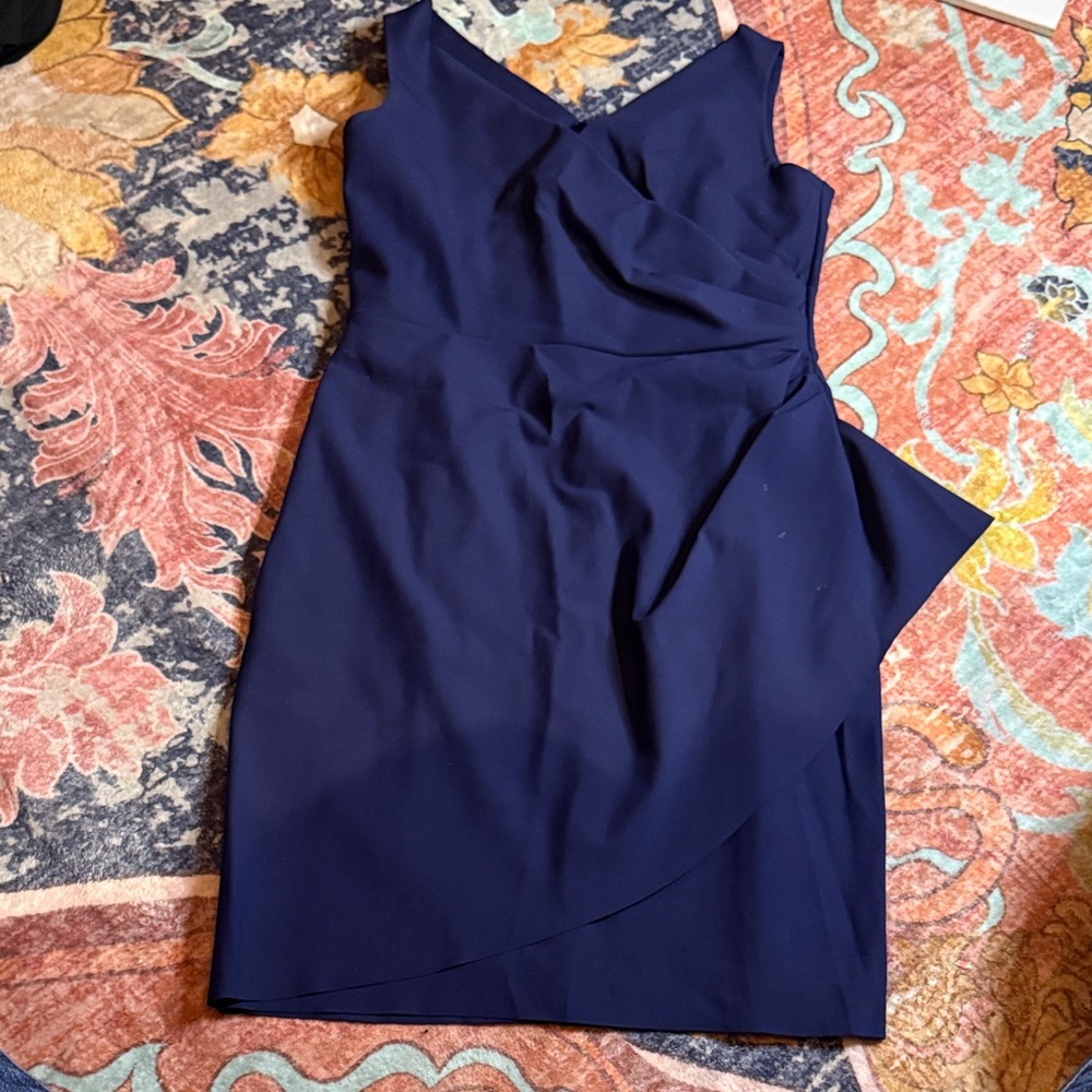 Alex Evenings Asymmetrical Navy Dress